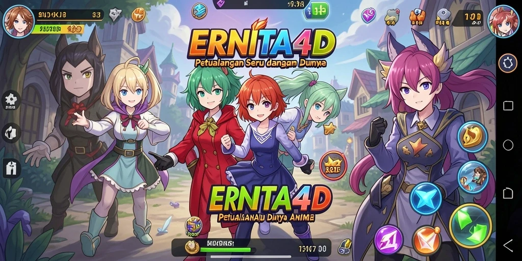 Tangkapan layar ERNITA4D dengan karakter anime dan aksi seru di dalam permainan.