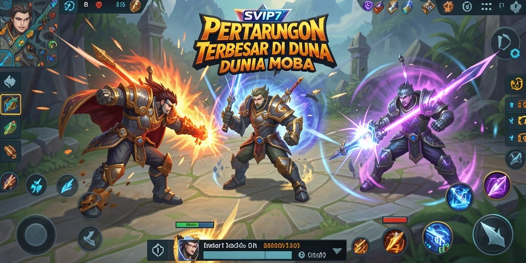 Tampilan aksi seru dalam gameplay MOBA SVIP7.
